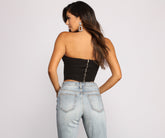 Bustier court en satin emblématique